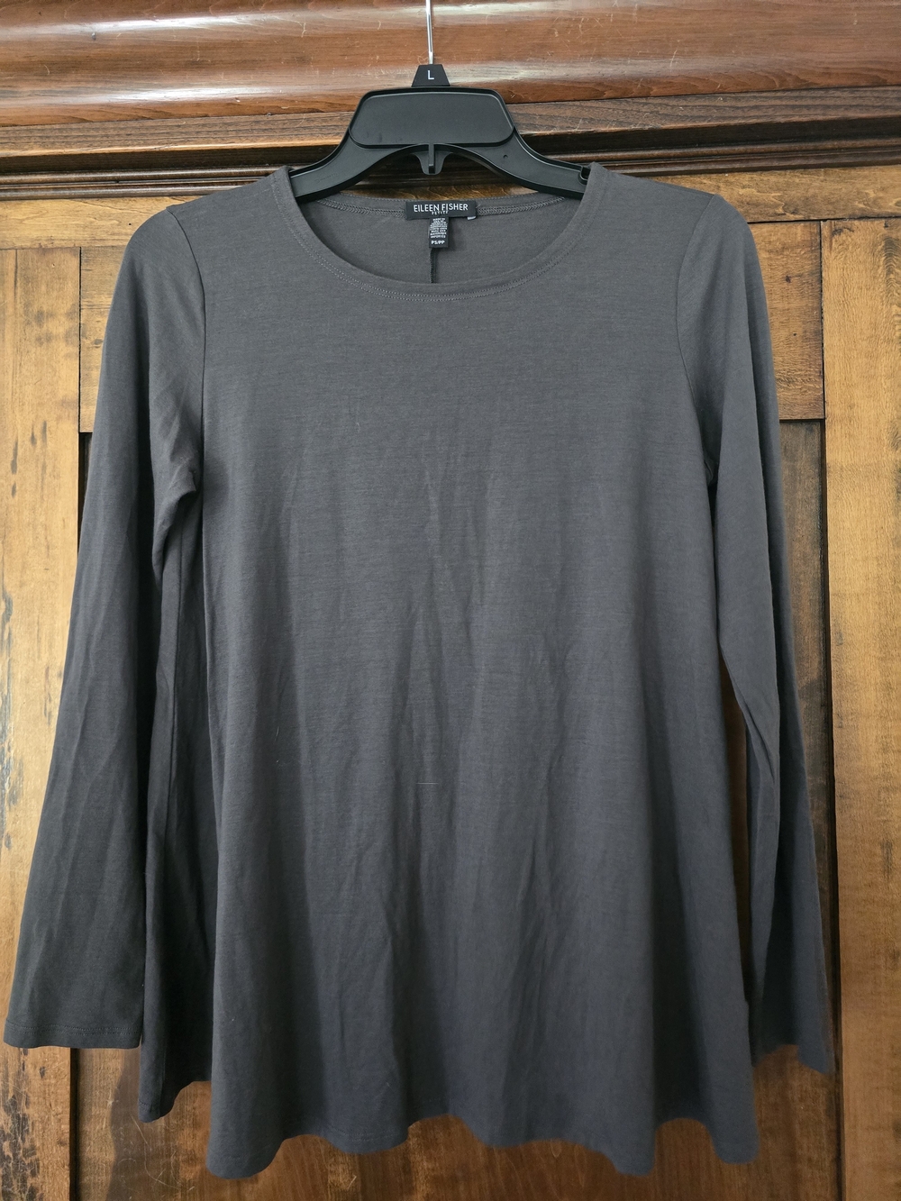 O Eileen Fisher Dark Gray Long-Sleeve Crewneck Tee SP